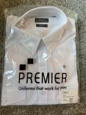 Premier White Men’s Short Sleeve Button-Down Uniform Shirt